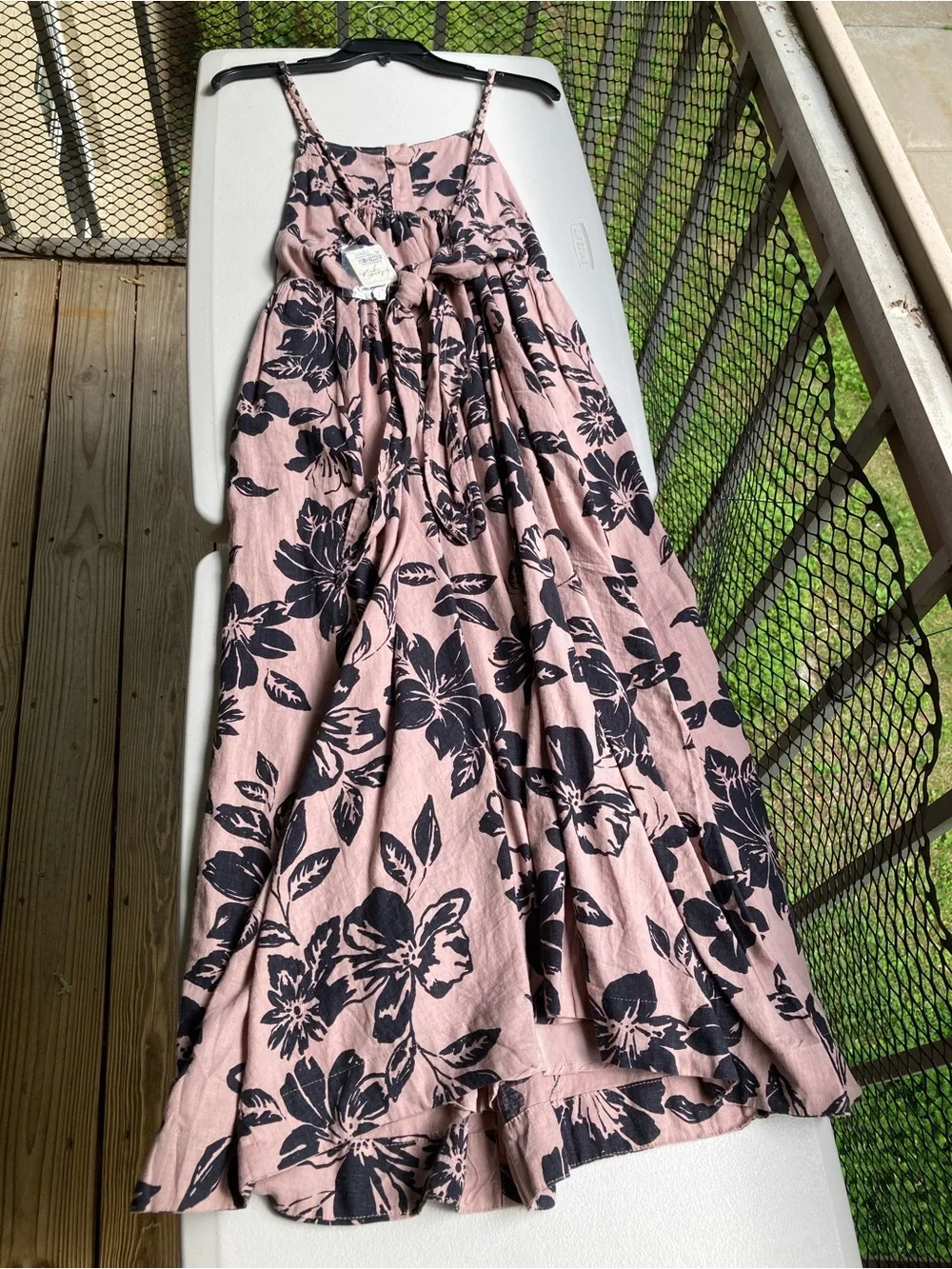 Free People The Perfect Sundress Linen Blend Tropical Floral Button Front Dress
